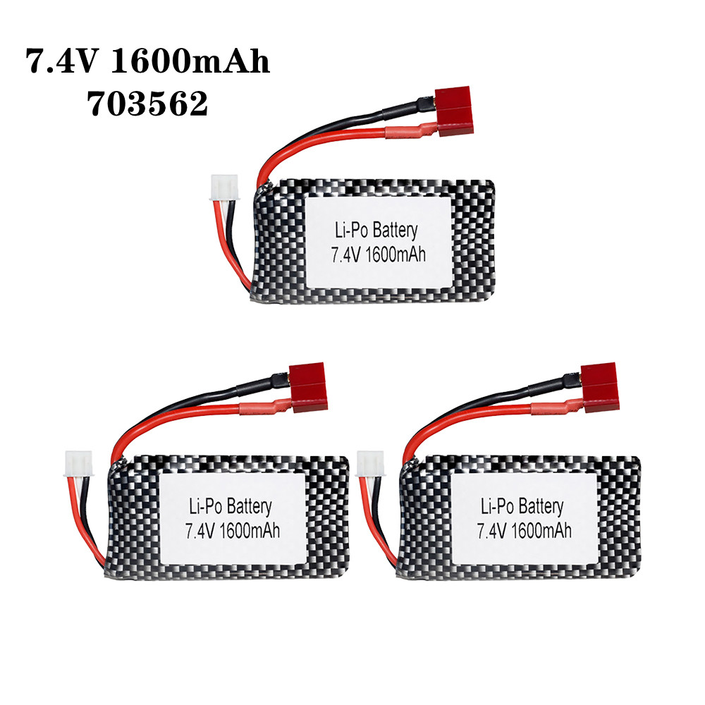 Rc Hobby Parts - 1/2/3ピース/ロット7.4v 1600mah 703562 25Cリポバッテリー9125 rcカースペアパーツとwltoys 144001
